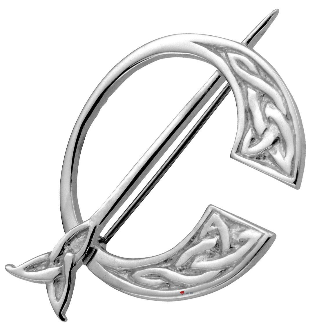 Pennanular Brooch Sterling Silver Celtic Interlace Swivel Pin 30mm