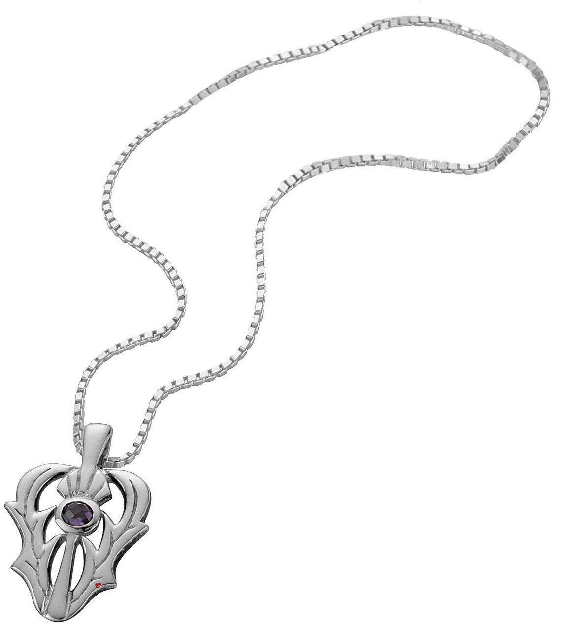 Sterling Silver Thistle Taper Amethyst Set Pendant 20mm