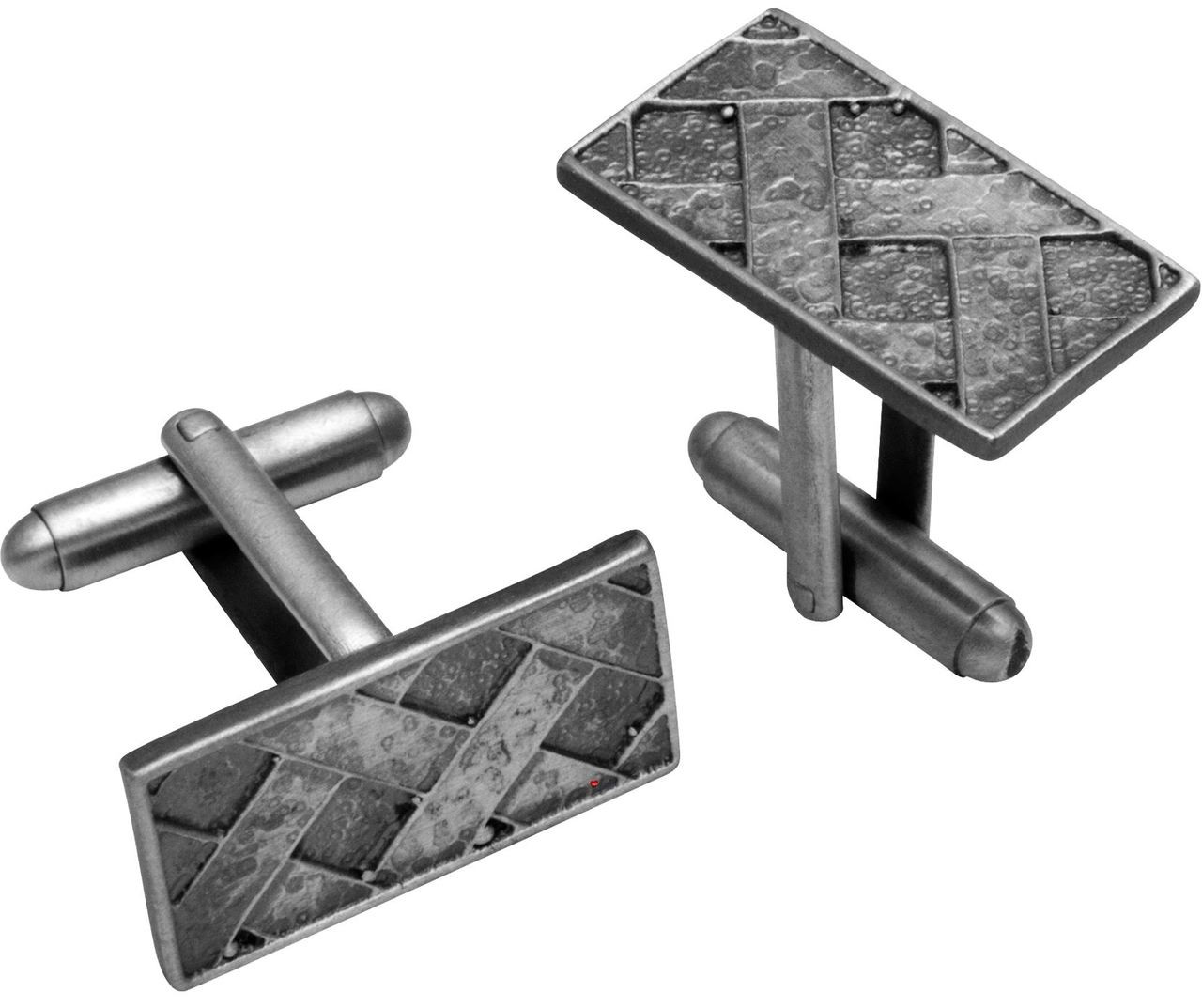 Cufflinks Plated Silver Finish Rectangular Shape Basketweave Design