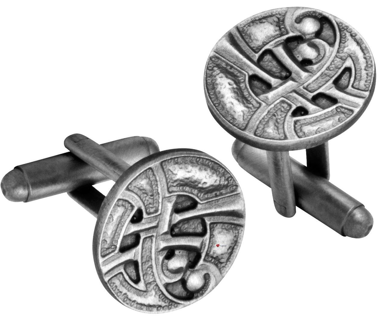Cufflinks Plated Antique Silver Finish Round Celtic Interlace Design