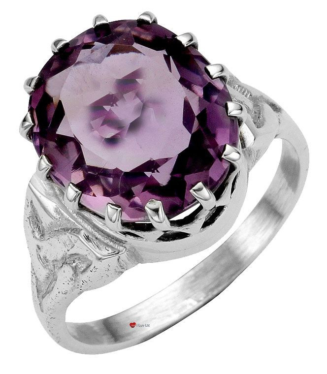 Ring Crafted in Sterling Silver with Amethyst Stone Mounted Over Celtic Knotwork