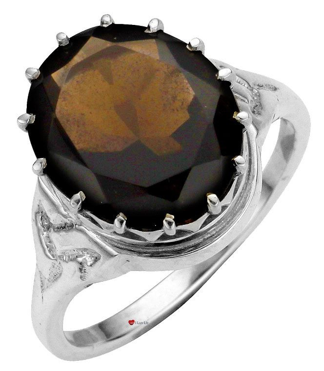 Ring Crafted in Sterling Silver with Smokey Quartz Stone Mounted Over Celtic Knotwork