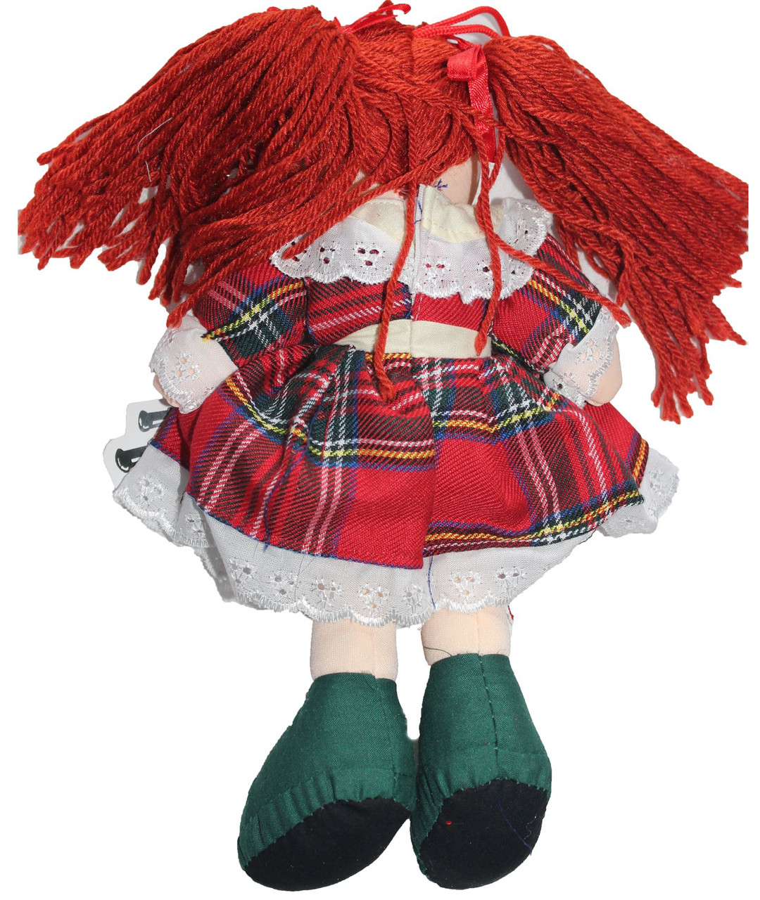 Rag Doll Scottish Girls Toy for Children With Tartan Dress and Red Hair