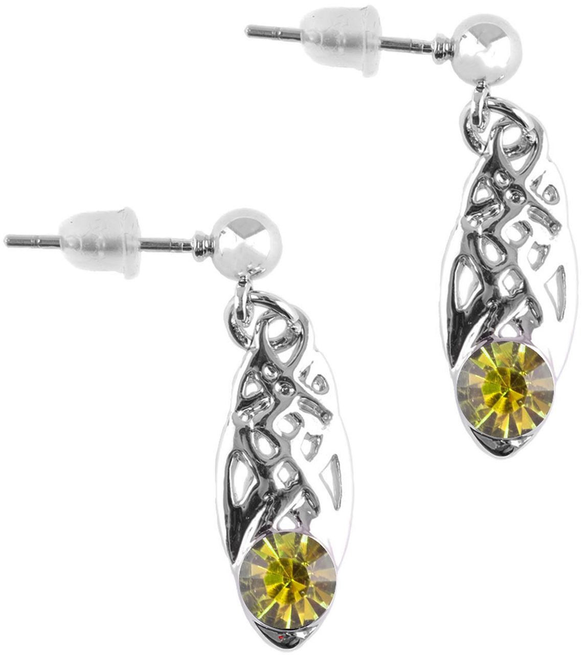 Celtic Birthstone Drop Earrings May Jewellery Silver Plated Yellow Stone Scottish Gift
