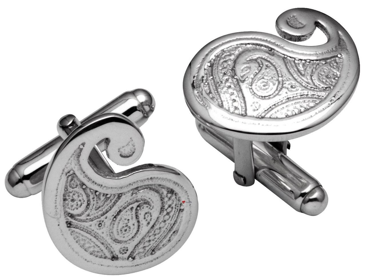 Cufflinks in Sterling Silver in Traditional Paisley Swirl Shape Design