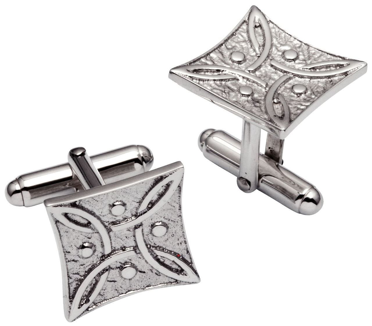 Cufflinks Sterling Silver Concave Sided Square Simple Celtic Knot