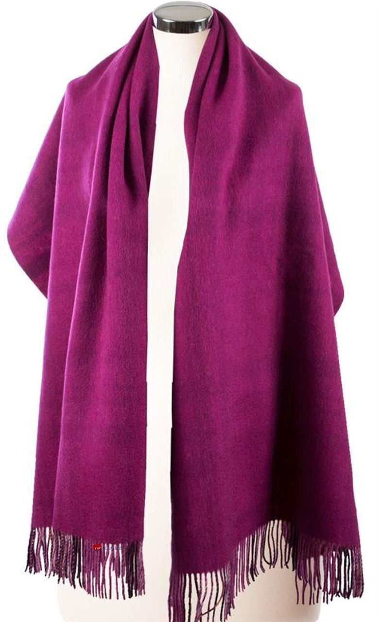 Lambswool Double Faced Stole In Raspberry Gold Check Design 73 cm Wide