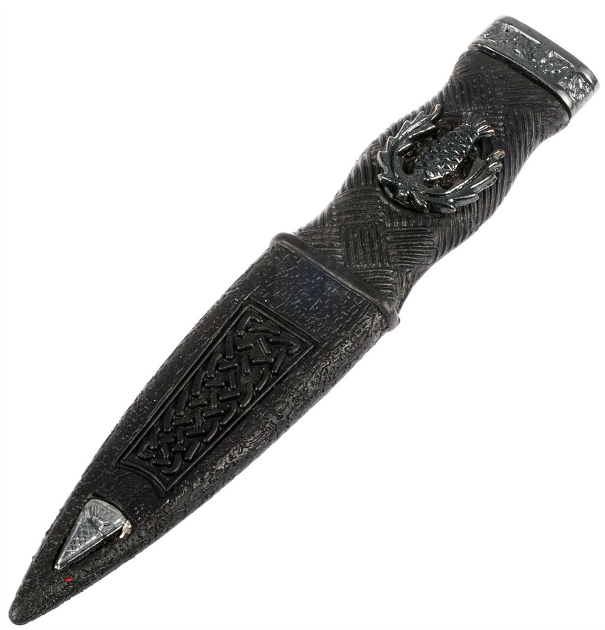 Gents Imitation Sgian Dubh With Thistle Crest Design In Antique Style
