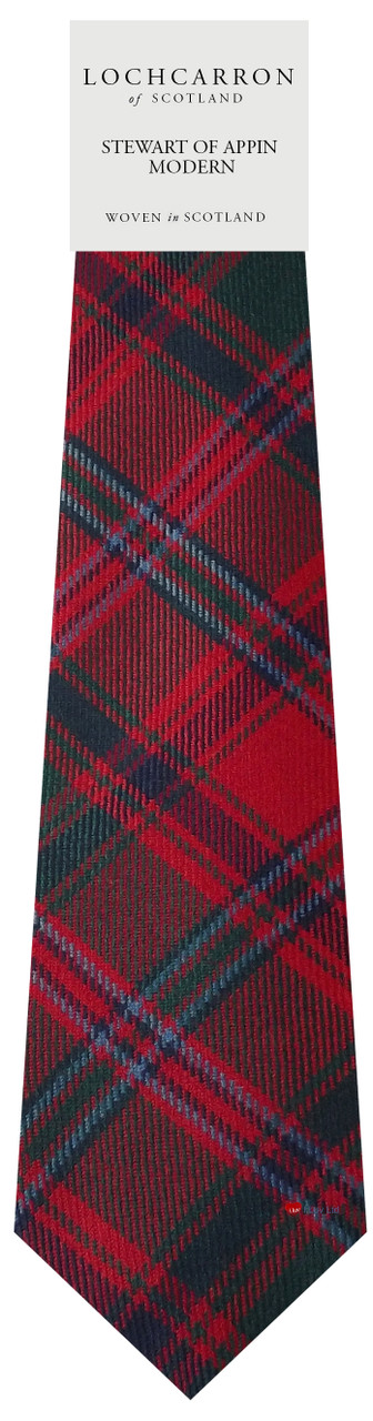 Mens Neck Tie Stewart Of Appin Modern Tartan Lightweight Scottish Clan Tie