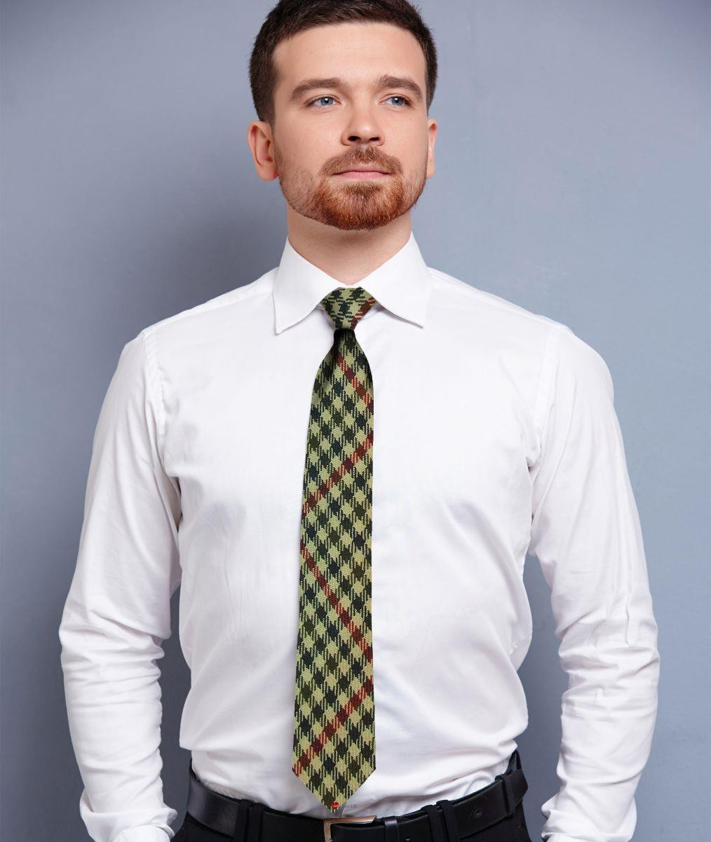 Mens Neck Tie Saint Abbs Check Lightweight Scottish Clan Tie