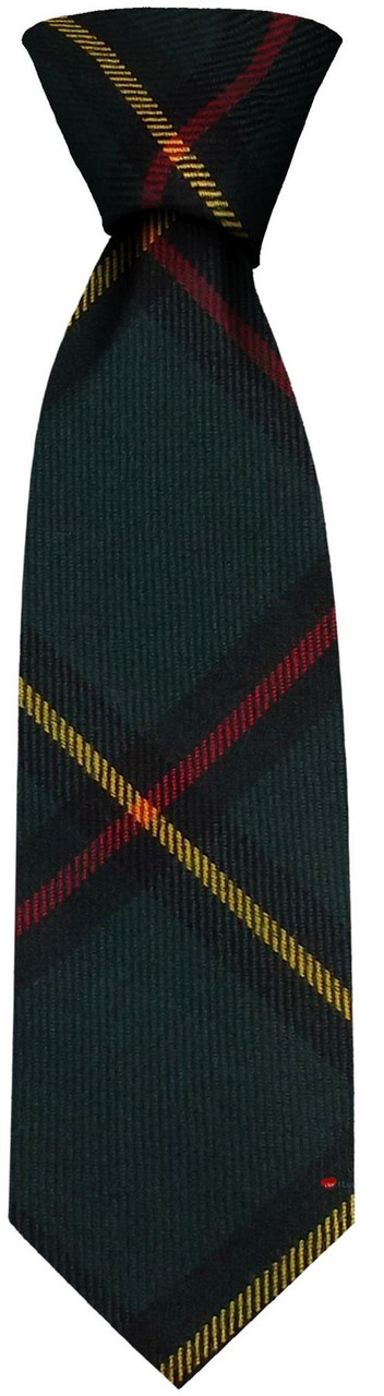 Mens Neck Tie Marr Green Modern Tartan Lightweight Scottish Clan Tie