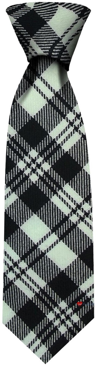 Mens Neck Tie Scott Black and White Modern Tartan Lightweight Scottish Clan Tie