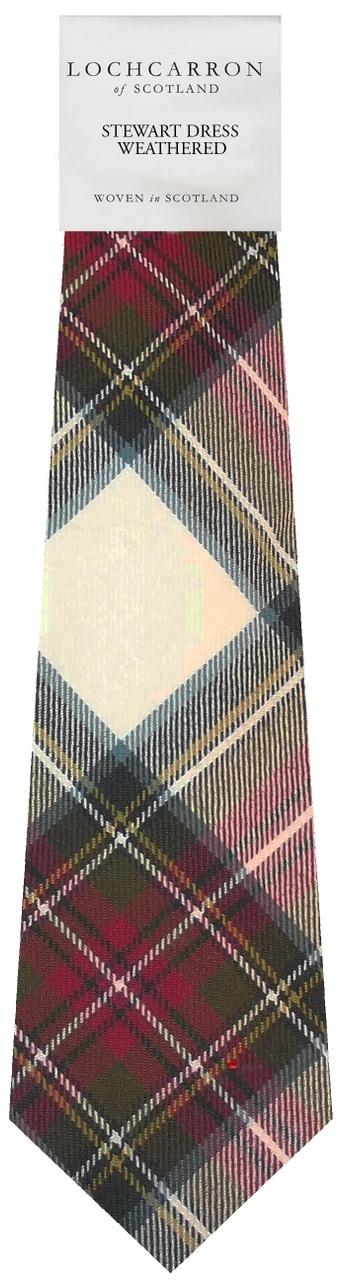 Mens Neck Tie Stewart Dress Weathered Tartan Lightweight Scottish Clan Tie