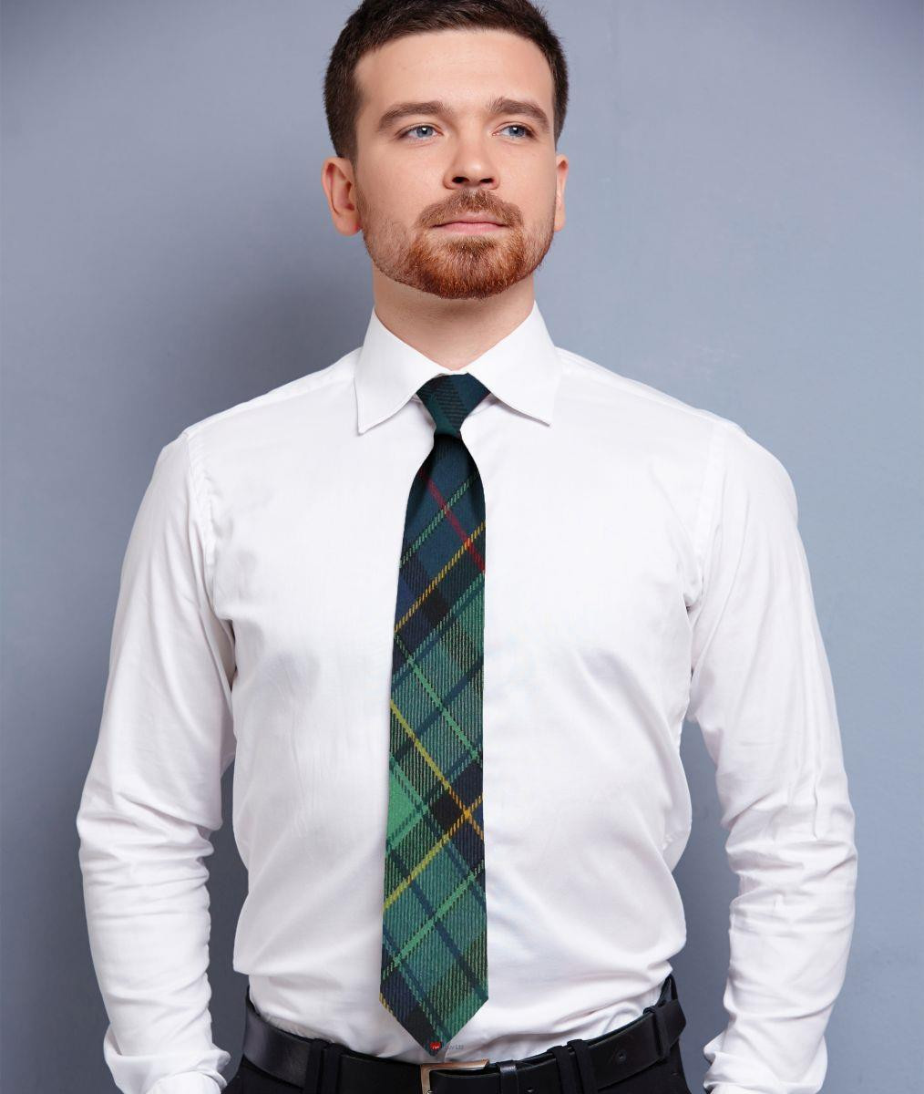 Mens Neck Tie Leinster Green Irish Tartan Lightweight Scottish Clan Tie