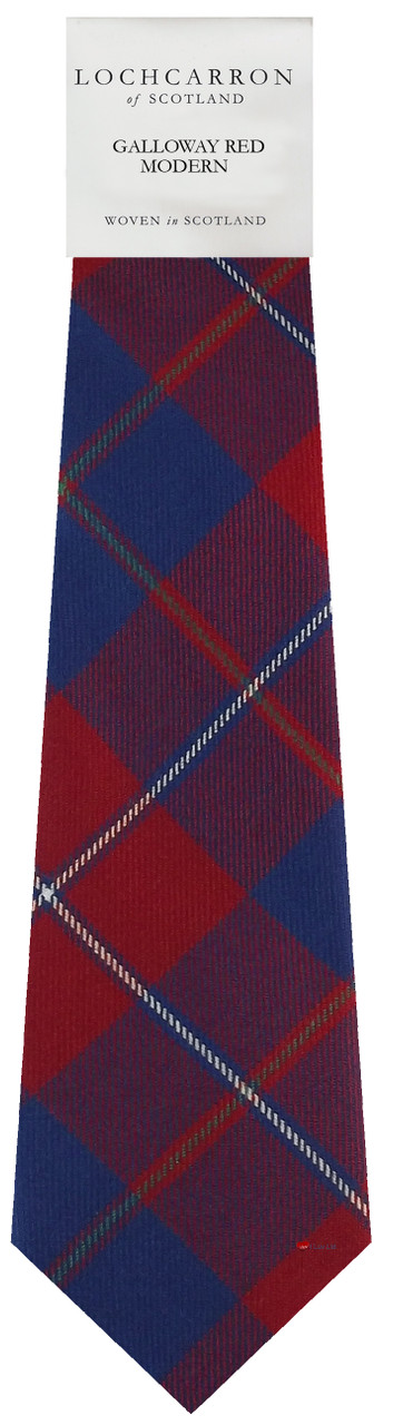 Mens Neck Tie Galloway Red Modern Tartan Lightweight Scottish Clan Tie