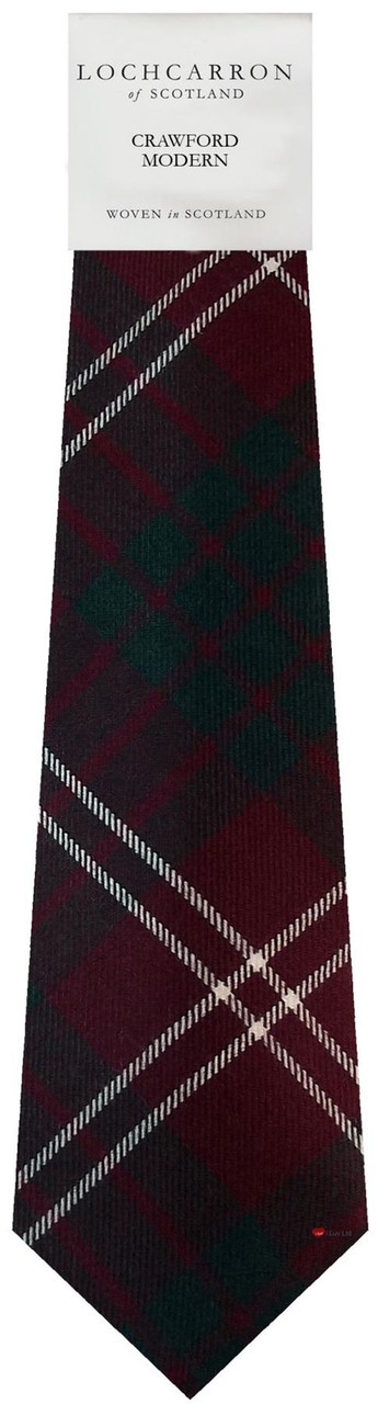 Mens Neck Tie Crawford Modern Tartan Lightweight Scottish Clan Tie
