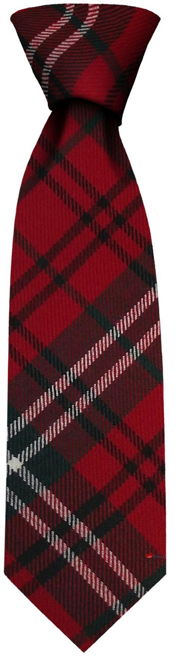 Mens Neck Tie Morrison Red Modern Tartan Lightweight Scottish Clan Tie
