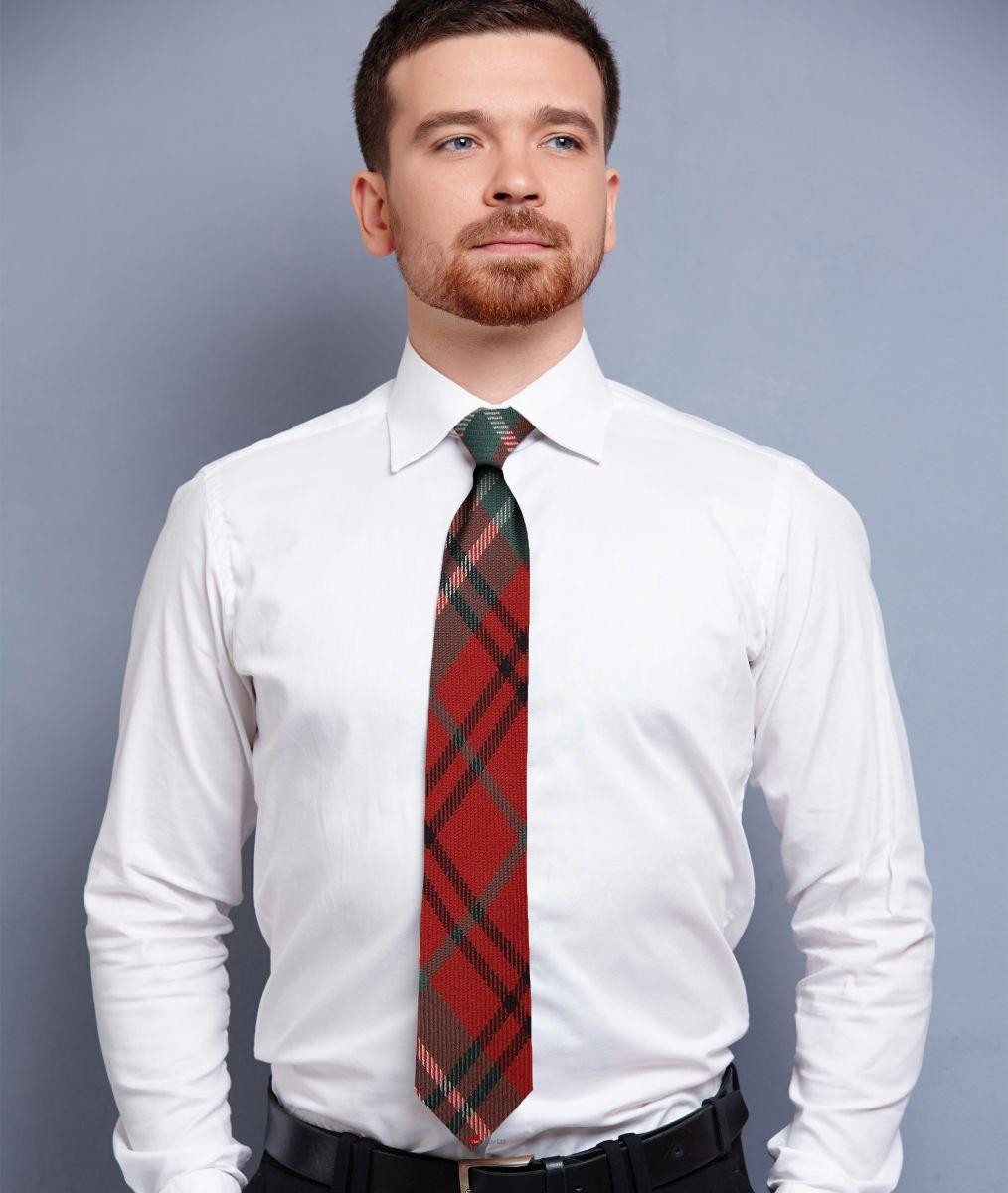 Mens Neck Tie Morrison Red Ancient Tartan Lightweight Scottish Clan Tie