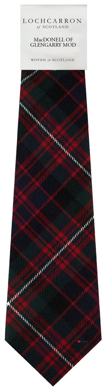Mens Neck Tie MacDonnell Of Glengarry Modern Tartan Lightweight Scottish Clan Tie