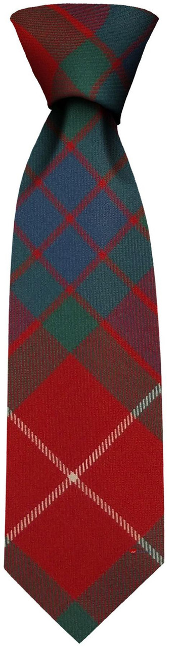 Mens Neck Tie Fraser Red Ancient Tartan Lightweight Scottish Clan Tie