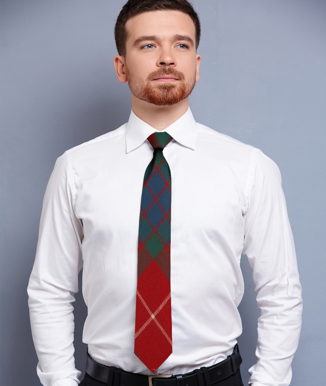 Mens Neck Tie Fraser Red Ancient Tartan Lightweight Scottish Clan Tie