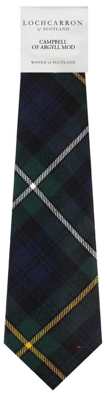 Mens Neck Tie Campbell of Argyll Modern Tartan Lightweight Scottish Clan Tie
