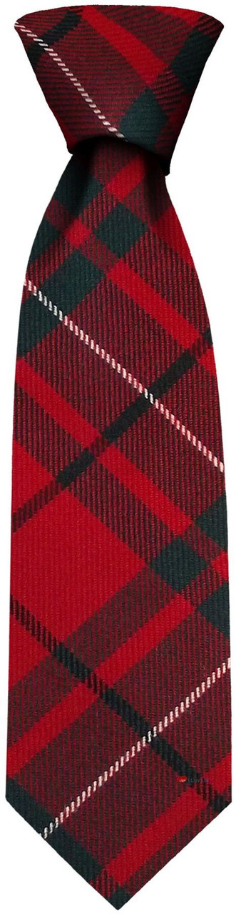 Mens Neck Tie MacAuley Red Modern Tartan Lightweight Scottish Clan Tie
