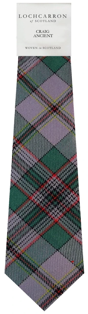 Mens Neck Tie Craig Ancient Tartan Lightweight Scottish Clan Tie