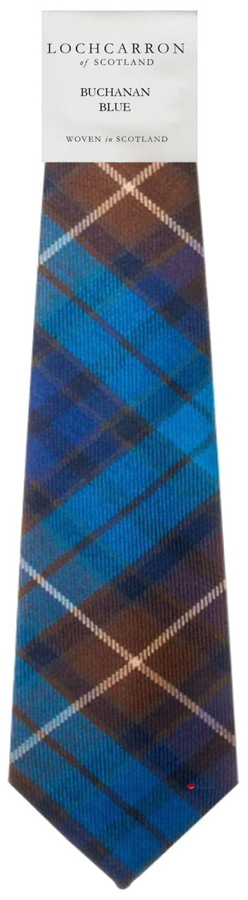 Mens Neck Tie Buchanan Blue Tartan Lightweight Scottish Clan Tie