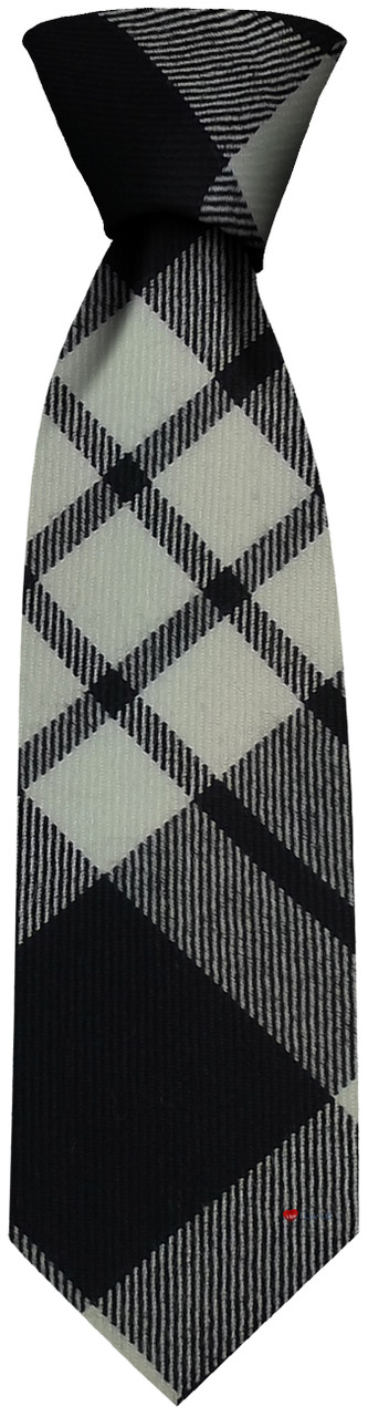 Mens Neck Tie MacFarlane Black and White Modern Tartan Lightweight Scottish Clan Tie