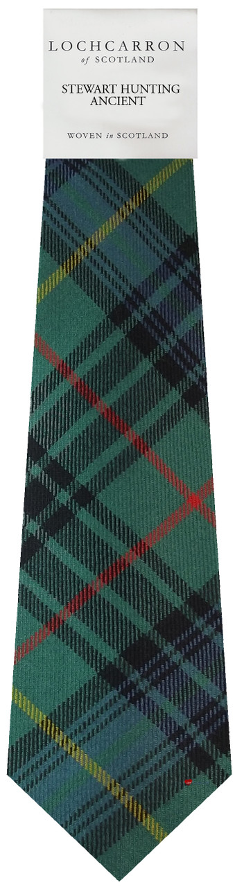 Mens Neck Tie Stewart Hunting Ancient Tartan Lightweight Scottish Clan Tie