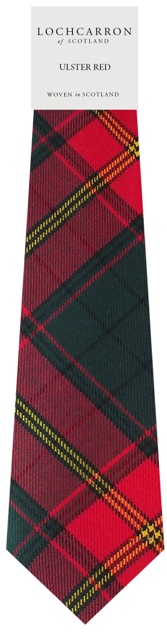 Mens Neck Tie Ulster Red Irish Tartan Lightweight Scottish Clan Tie