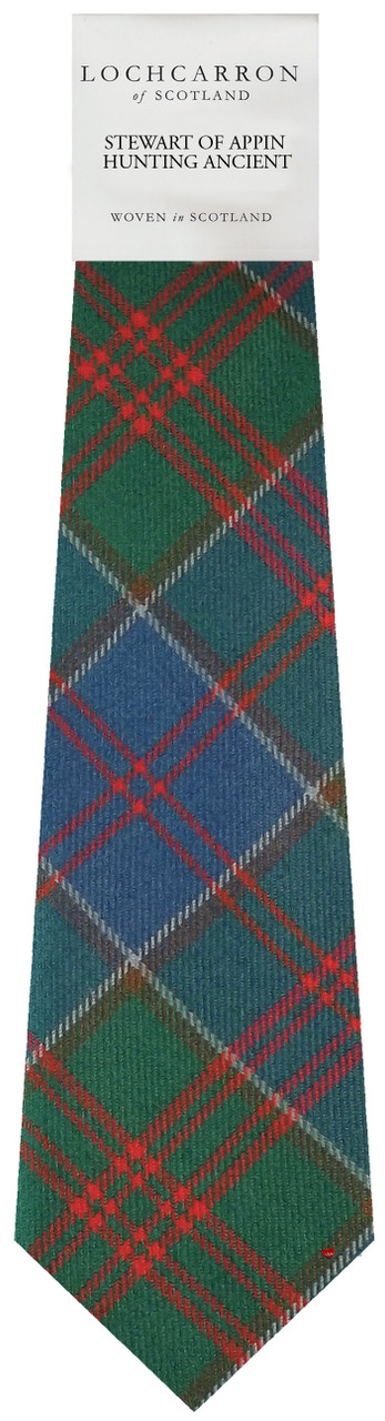 Mens Neck Tie Stewart Of Appin Hunting Ancient Tartan Lightweight Scottish Clan Tie