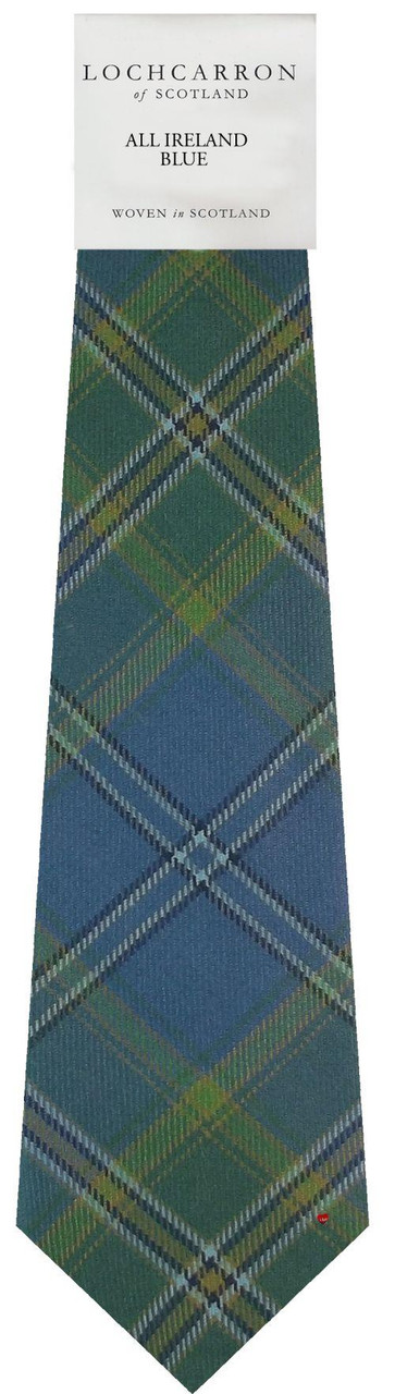 Mens Neck Tie All Ireland Blue Irish Tartan Lightweight Scottish Clan Tie