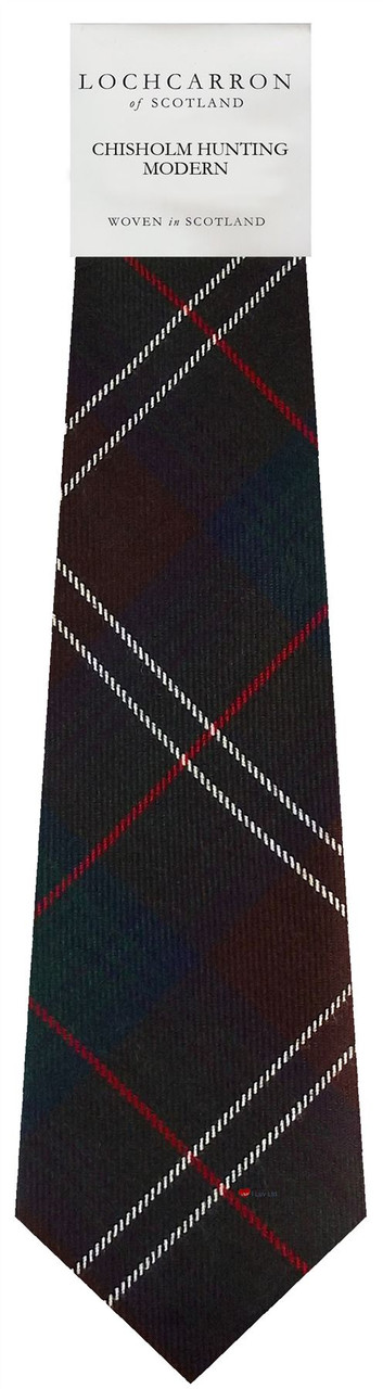 Mens Neck Tie Chisholm Hunting Modern Tartan Lightweight Scottish Clan Tie