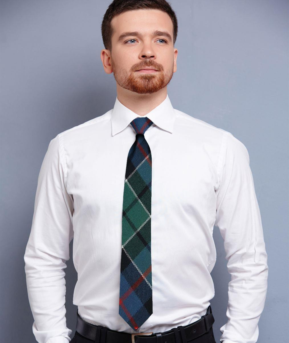 Mens Neck Tie Leslie Green Ancient Tartan Lightweight Scottish Clan Tie