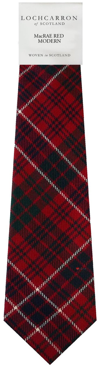 Mens Neck Tie MacRae Red Modern Tartan Lightweight Scottish Clan Tie