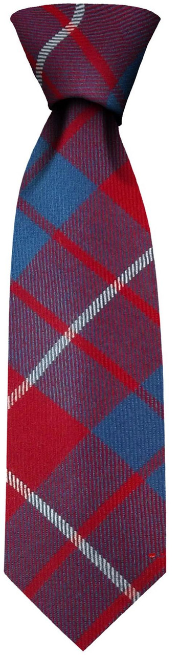 Mens Neck Tie Hamilton Red Modern Tartan Lightweight Scottish Clan Tie
