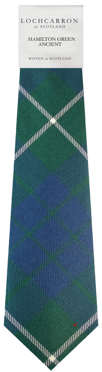 Mens Neck Tie Hamilton Green Ancient Tartan Lightweight Scottish Clan Tie