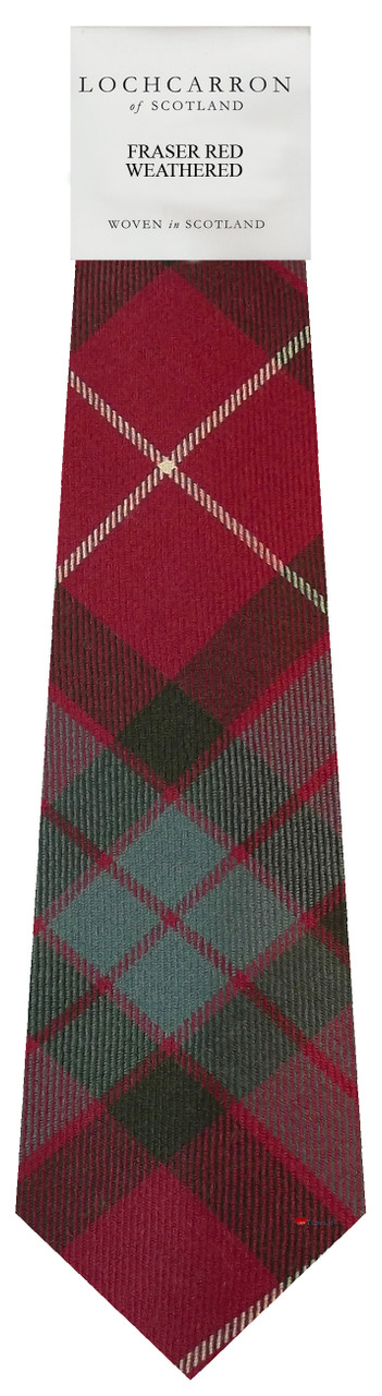 Mens Neck Tie Fraser Red Weathered Tartan Lightweight Scottish Clan Tie