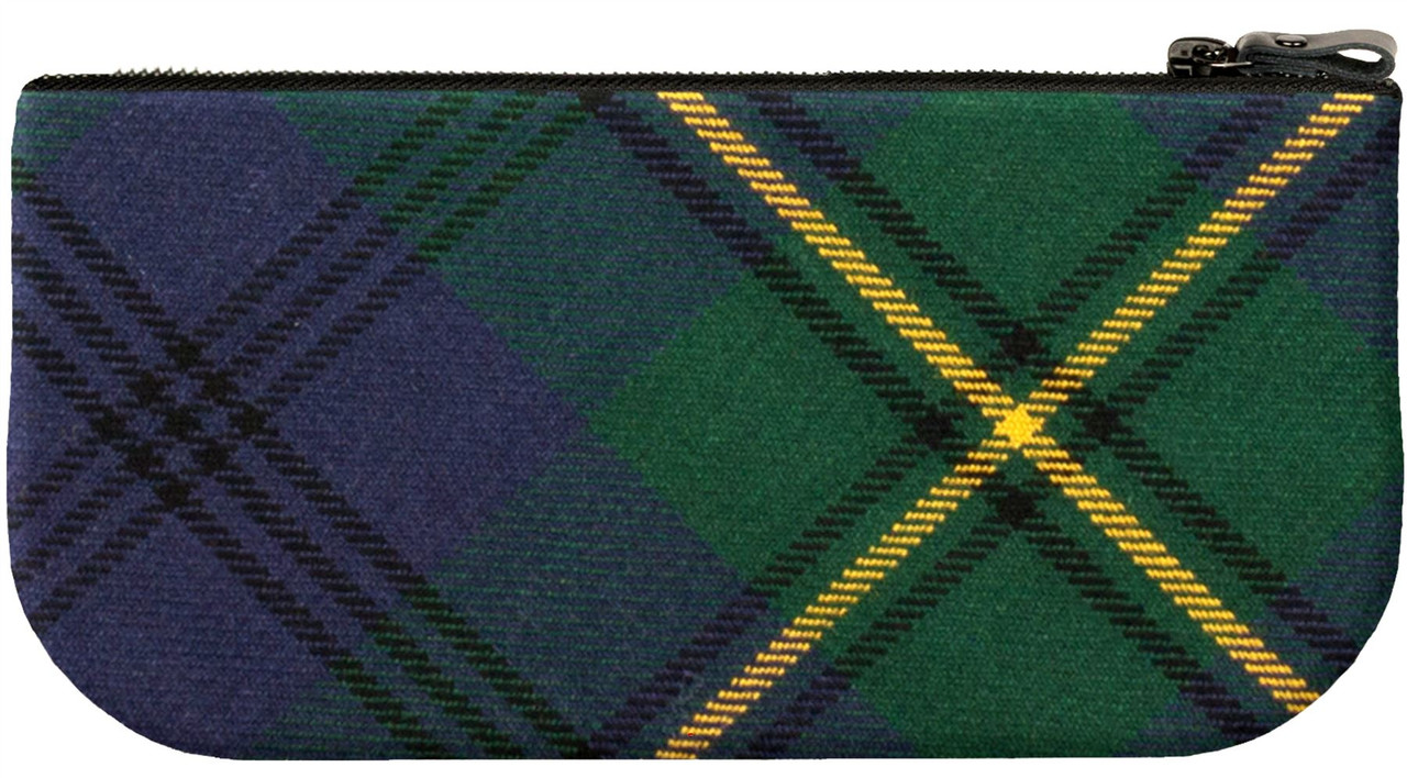Small Leather and Wool Cosmetic Makeup Bag With Johnstone Tartan for Phone