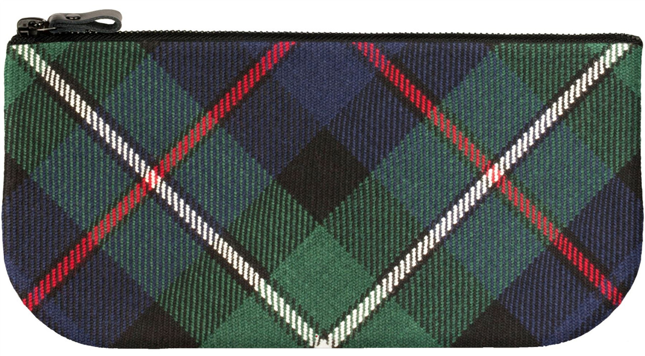 Small Leather and Wool Cosmetic Makeup Bag With MacKenzie Tartan for Phone