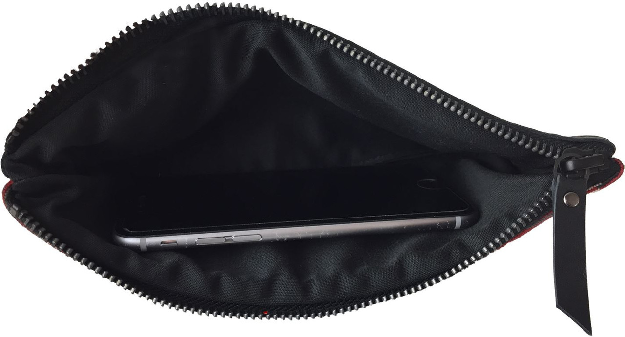 Small Leather and Wool Cosmetic Makeup Bag With Lindsay Tartan for Phone