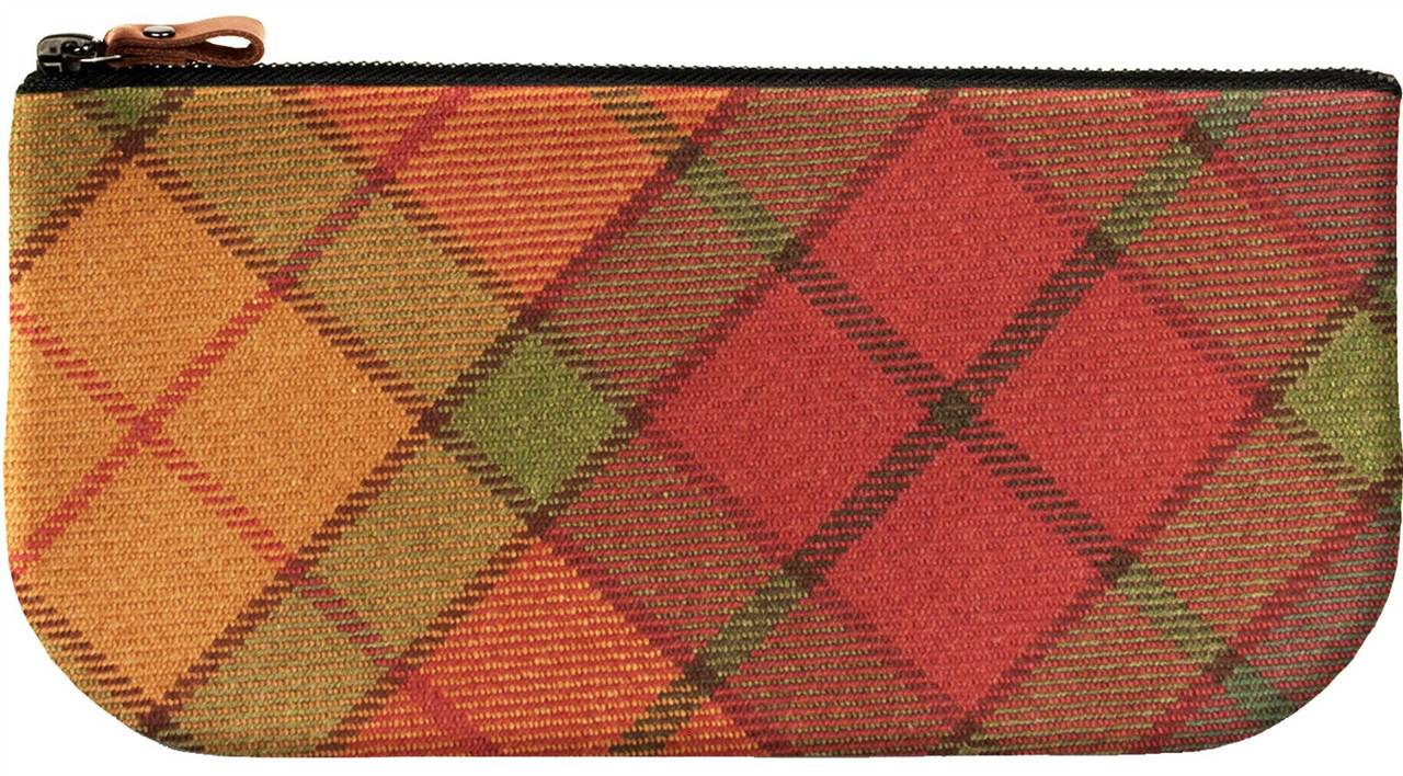 Small Leather and Wool Cosmetic Makeup Bag With Cullins of Skye Tartan for Phone