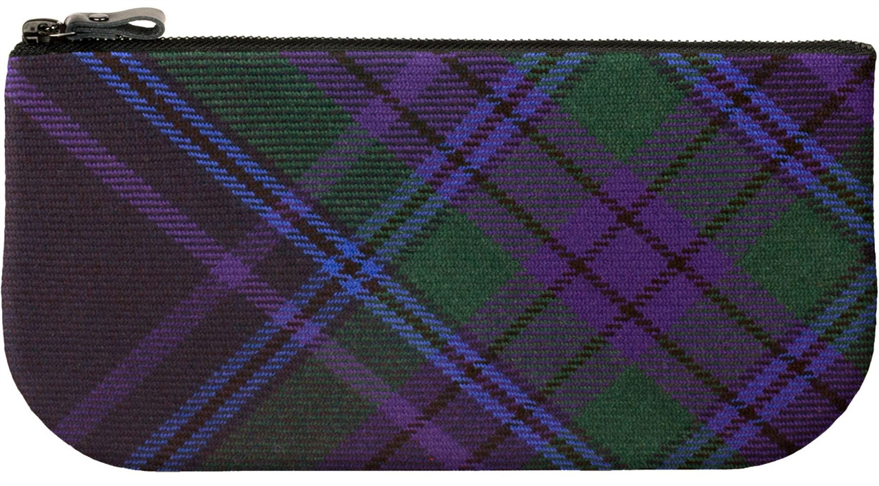 Small Leather and Wool Cosmetic Makeup Bag With Spirit of Scotland for Phone