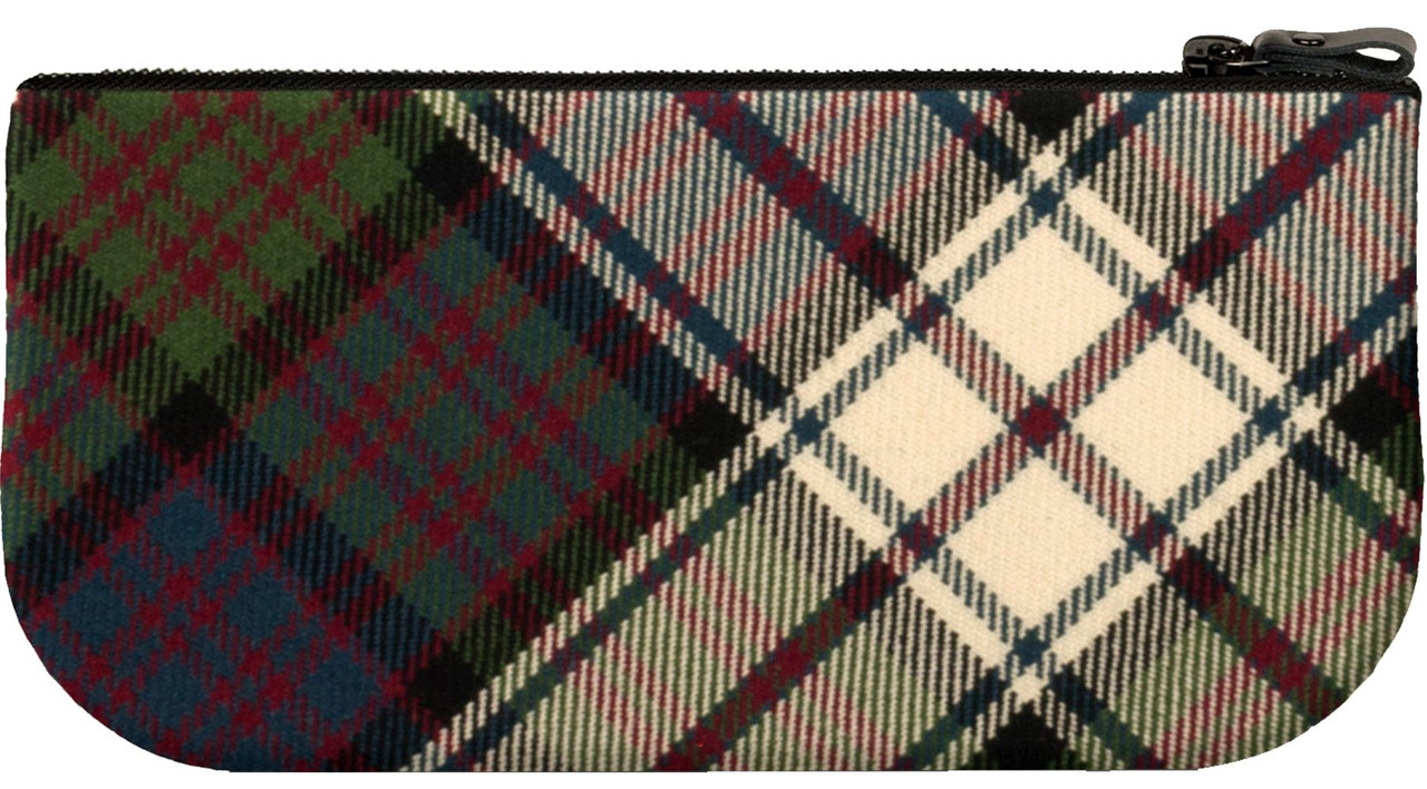 Small Leather and Wool Cosmetic Makeup Bag With MacDonald Tartan for Phone