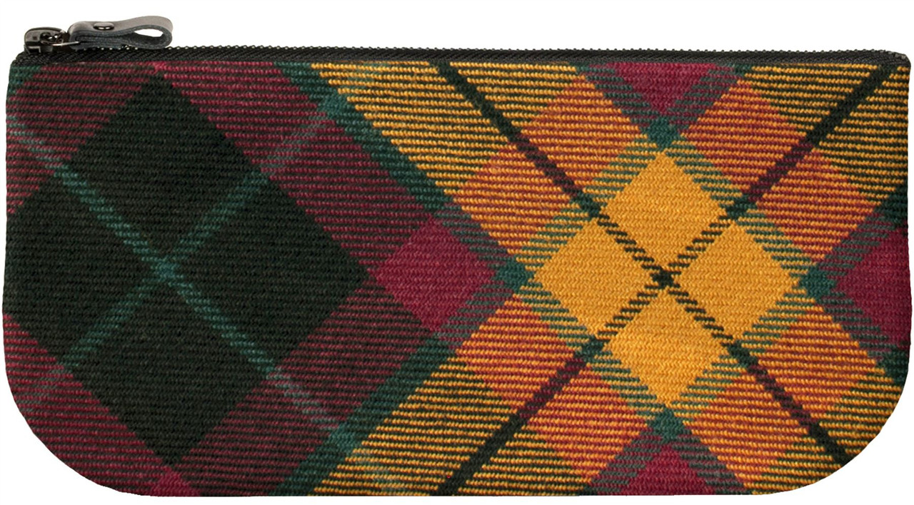 Small Leather and Wool Cosmetic Makeup Bag With MacMillan Tartan for Phone