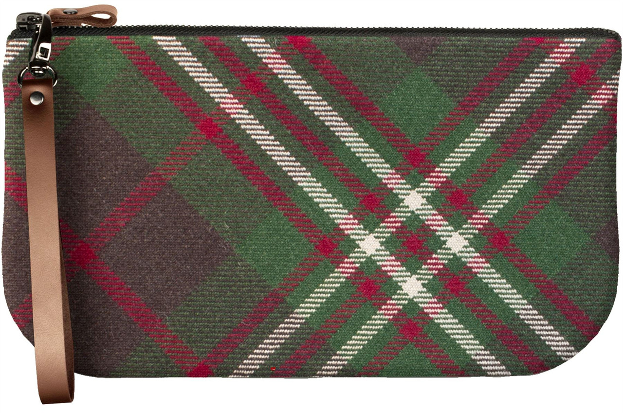 Small Leather Clutch Bag With Scott Tartan Large Enough to Fit iPad Mini