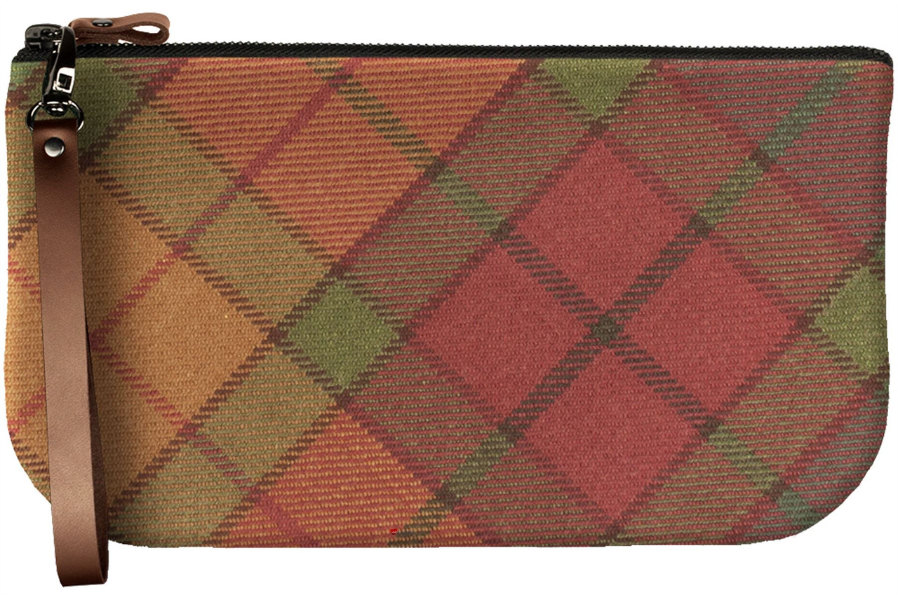 Small Leather Clutch Bag Cullins of Skye Tartan Large Enough to Fit iPad Mini