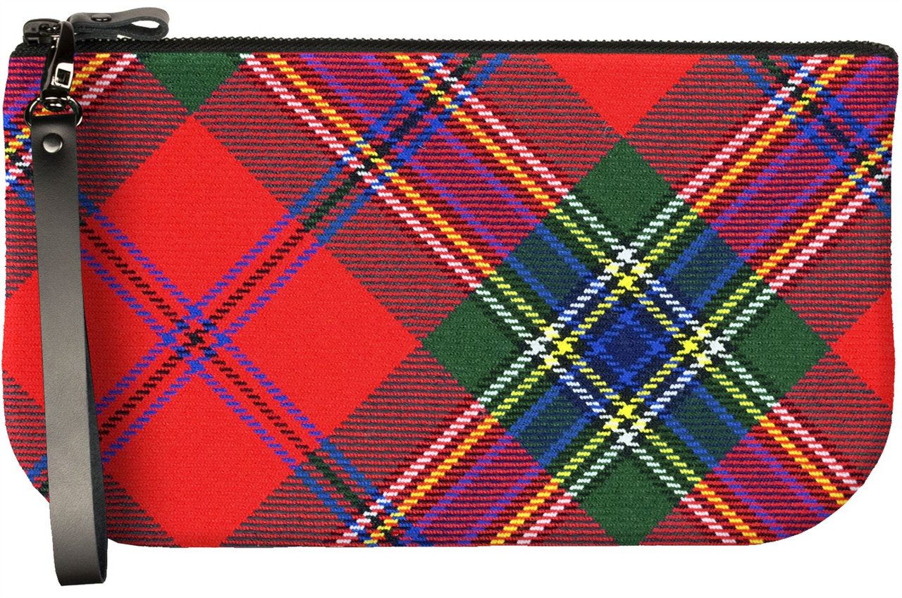 Small Leather Clutch Bag With MacLean Modern Dress Tartan Fits iPad Mini